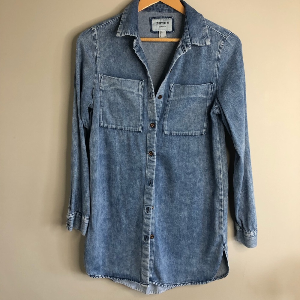 Forever 21 Button Up acid wash shirt